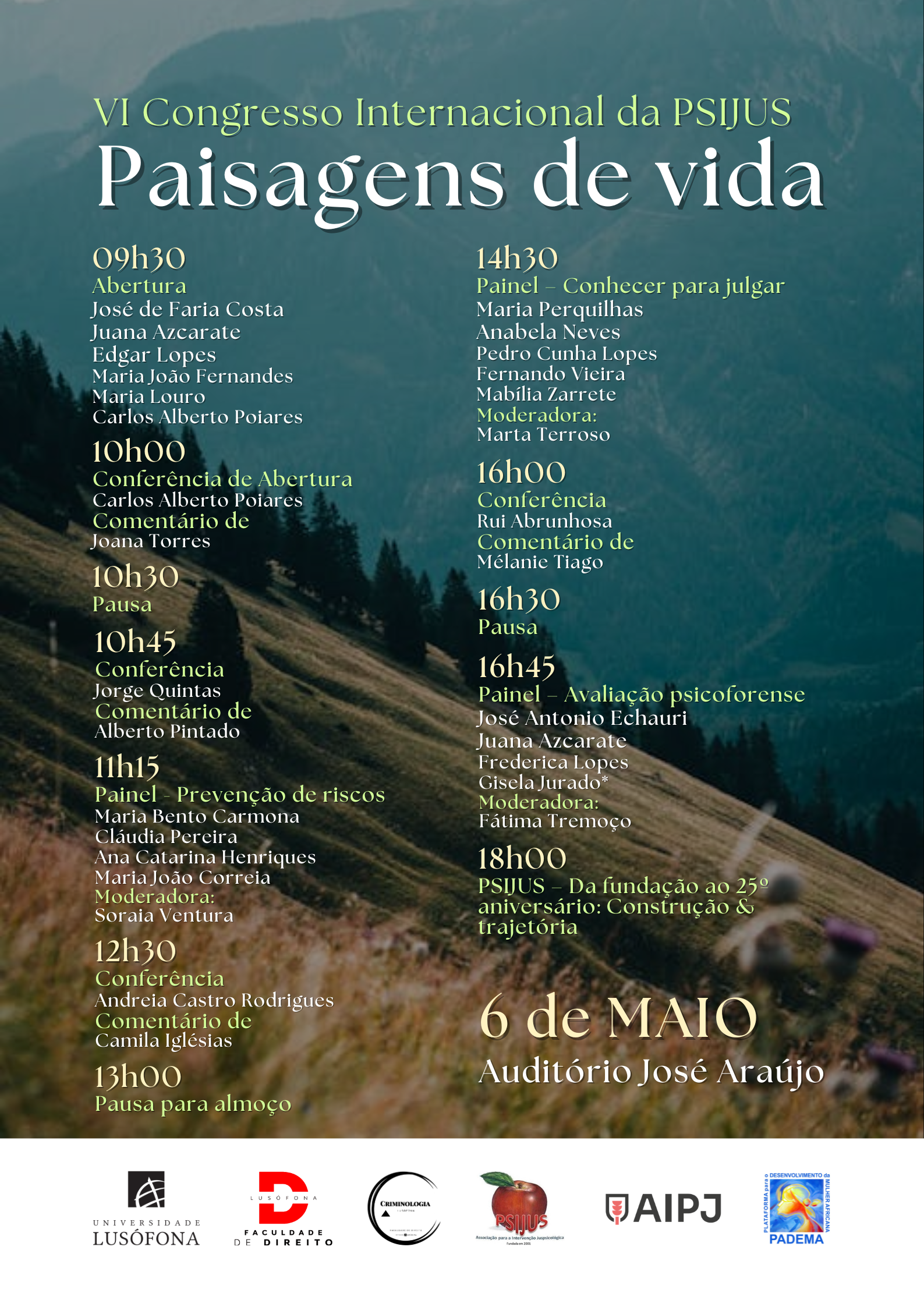 VI Congresso Internacional da PSIJUS - Paisagens de vida - 6 maio