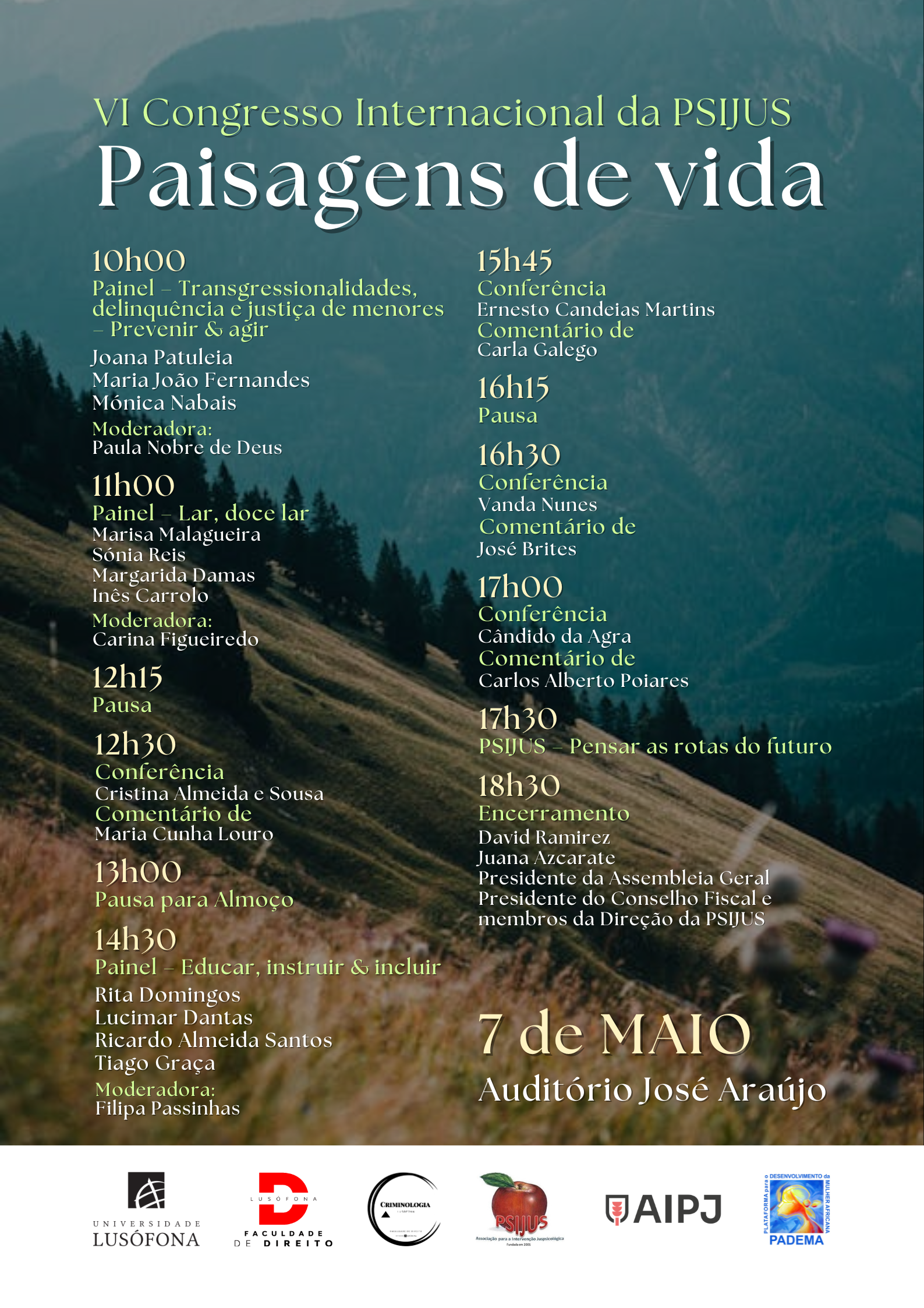 VI Congresso Internacional da PSIJUS - Paisagens de vida - 7 maio